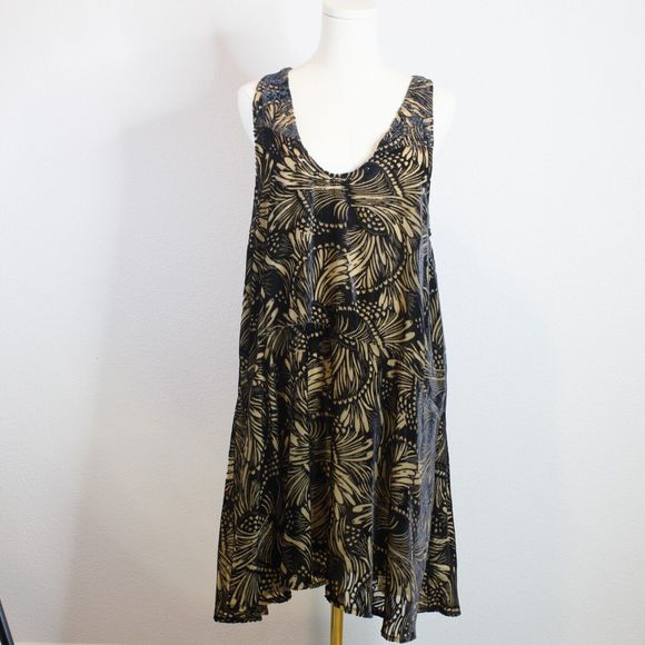 Free People Dresses & Skirts - Free People Womens L Dress Velvet Burnout Ellie Black & Nude Floral Pattern Boho